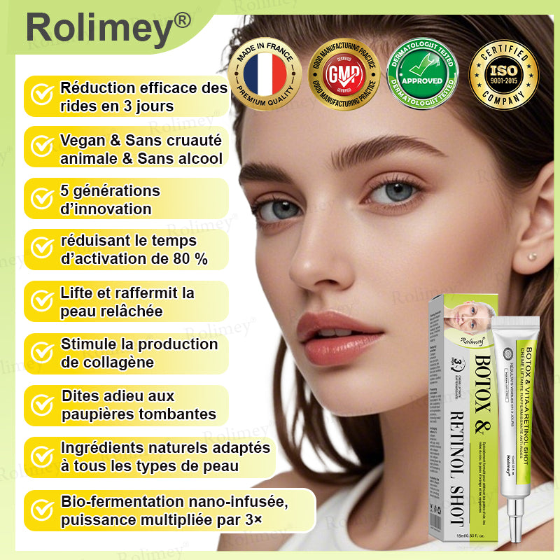 🌿👨‍⚕️💫Fabriqué et expédié depuis la France 🇫🇷 💫Rolimey® Crème Liftante Effet Botox & Vita-A Retinol Shot- Dernier jour de promotion – 70% de réduction